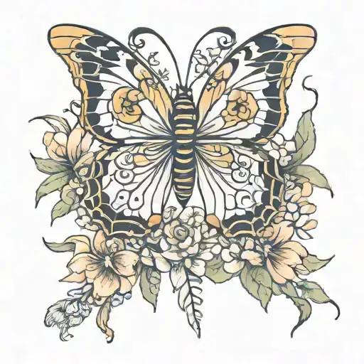 Tiger Grass Butterfly Made Entirely Of Flowers