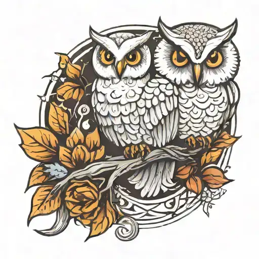 White Owl On The Background Of A Swor