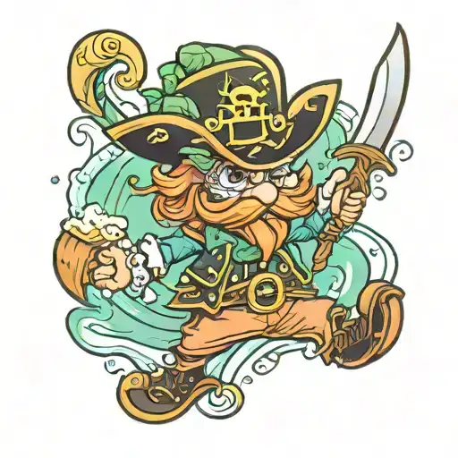 Peach Wave Pirate Leprechaun