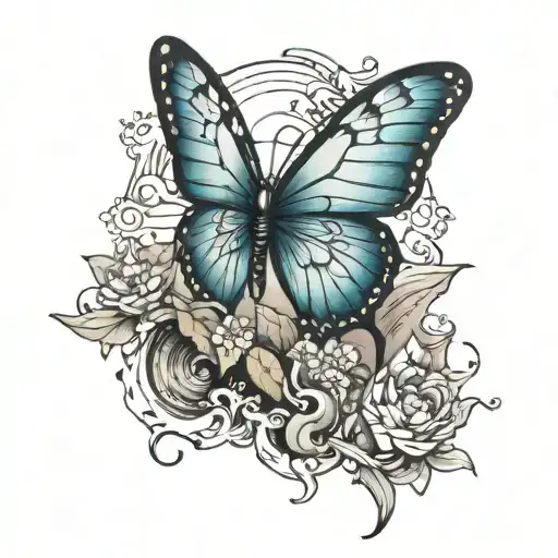 Butterfly Flying Across Mountains And Ocean