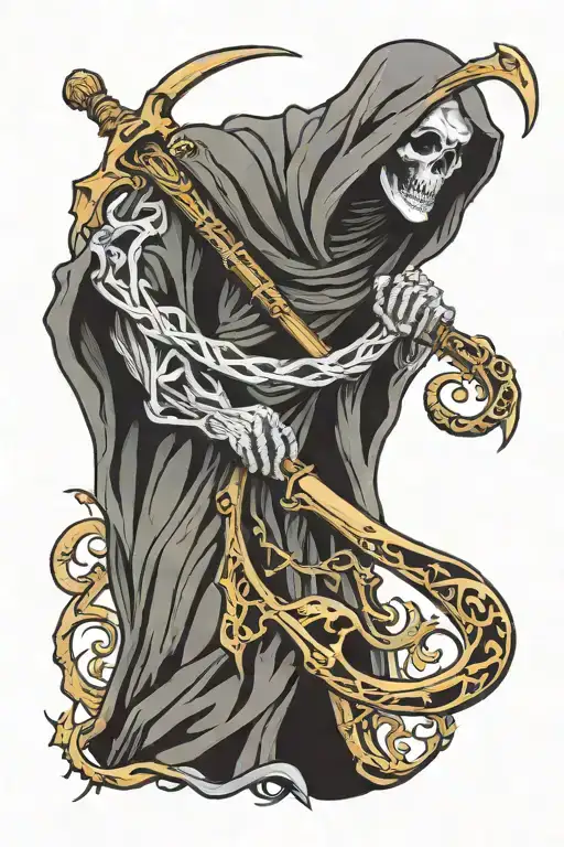 Grim Reaper Holding A Scythe
