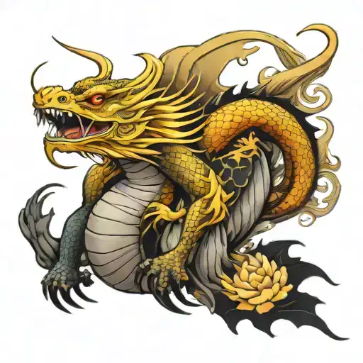 Dragon With Koi Fish