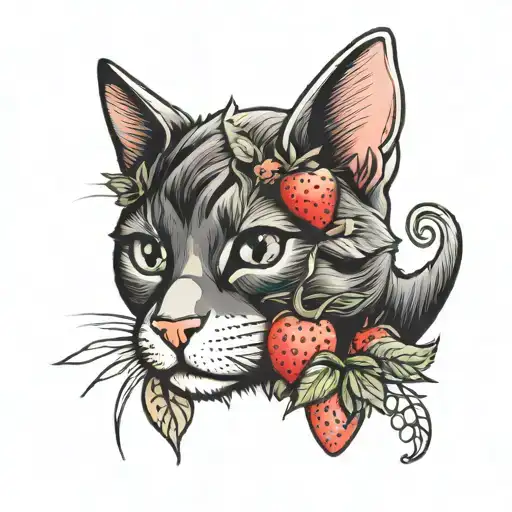 Cat In Strawberry