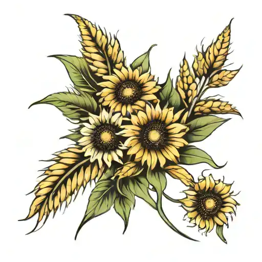 Wheat Flowers Western Nature July Birth Flowers Sunflowers