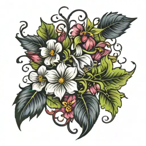 Vine And Flowers Going