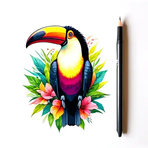 Toucan Tattoo With Colourful