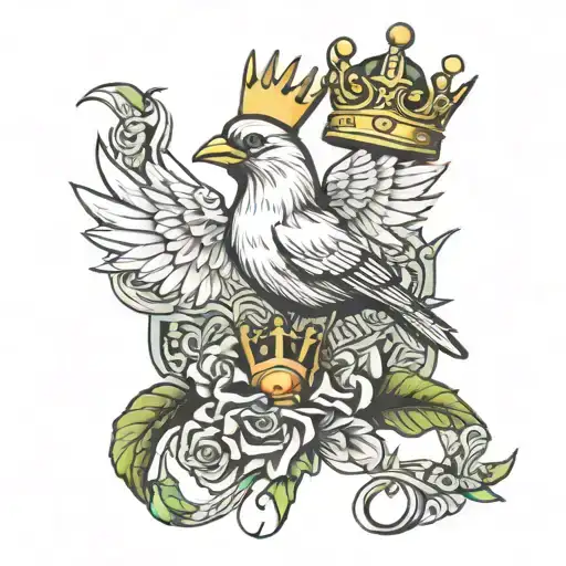 Bird And Crown Made Of Money