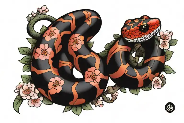 Cherry Blossom Coral Snake Slithering