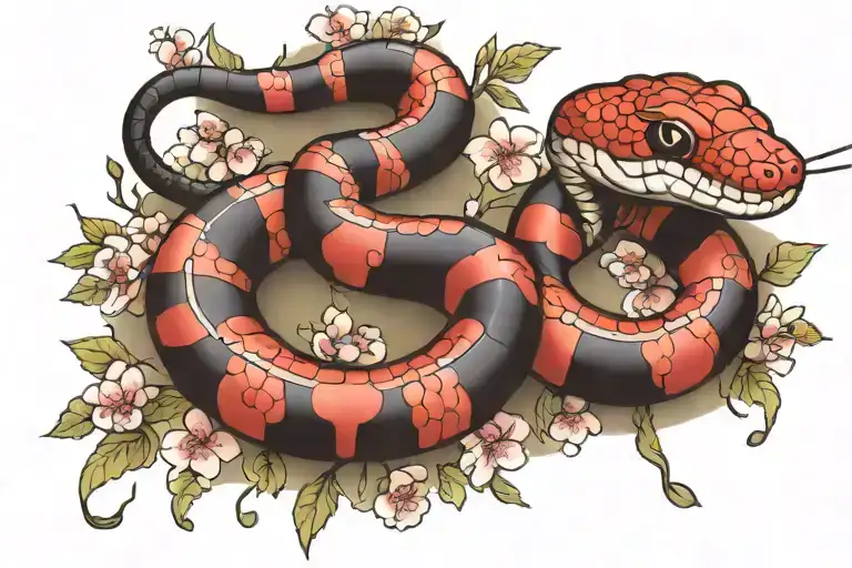 Cherry Blossom Coral Snake Slithering