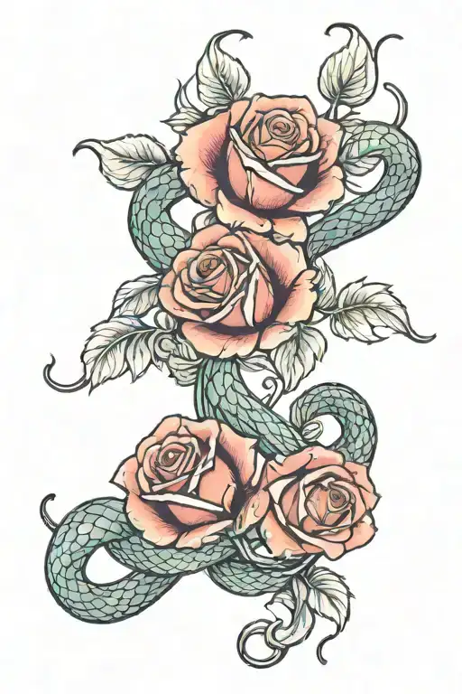Roses With Snake Wrapping Off The Stems