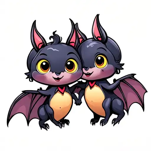 Two Cute Bats That Are Best Friends
