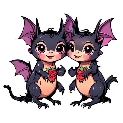 Two Cute Female Bats That Are Best Friends
