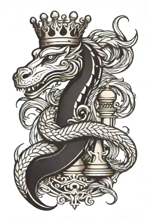 King Chess Piece With A Feathered Snake Wrapped Around It