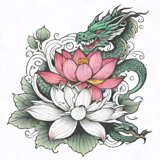 Lotus Flower And Dragon