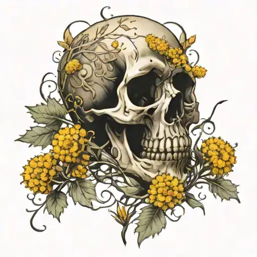 Dandelions Blowing Around Skull