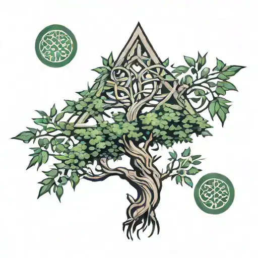 Yew Tree With Celtic Trinity Knot
