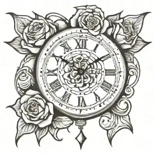 Clock With Rose