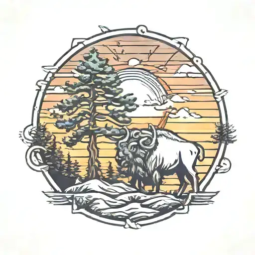 Buffalo Sunset Pine Trees