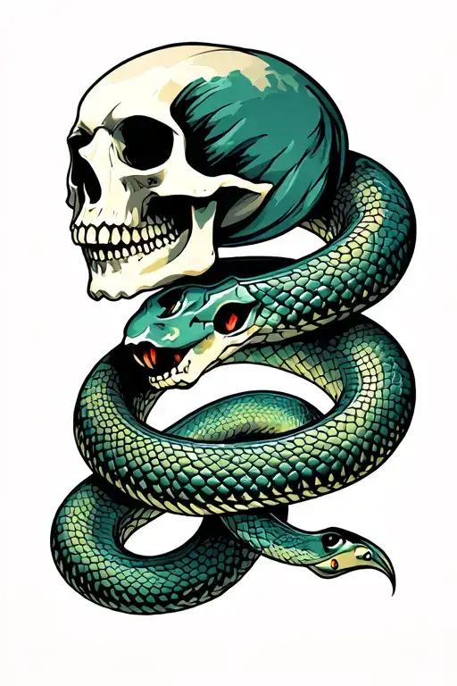 Skull Snake Intertwined