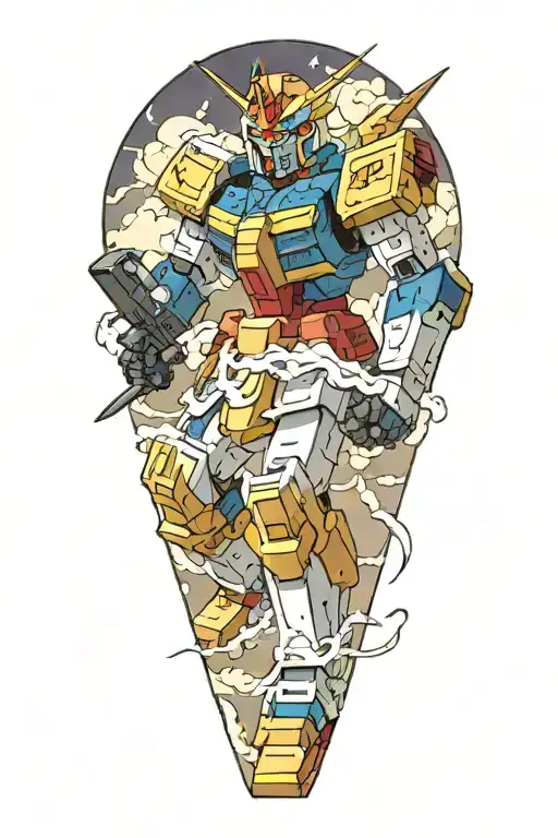 Japanese Clouds Gundam Battling A Lightning