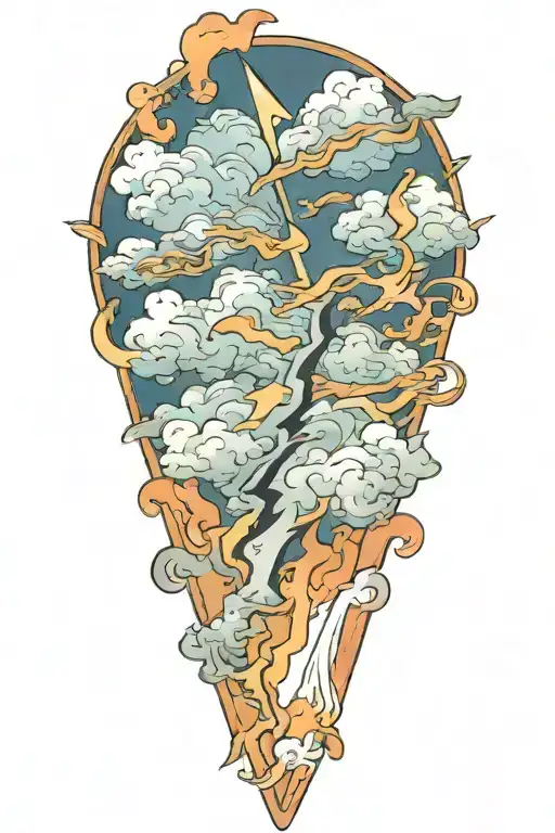 Japanese Clouds Lightning Bolt