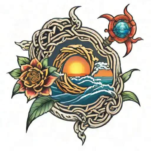 Wisdom Knot With Ocean Sunrise