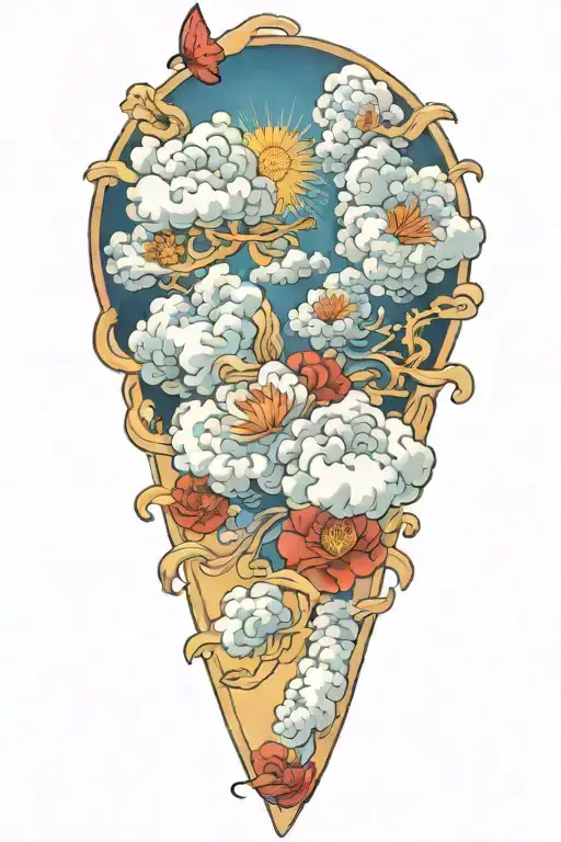 Japanese Clouds Flowers Symbolizing