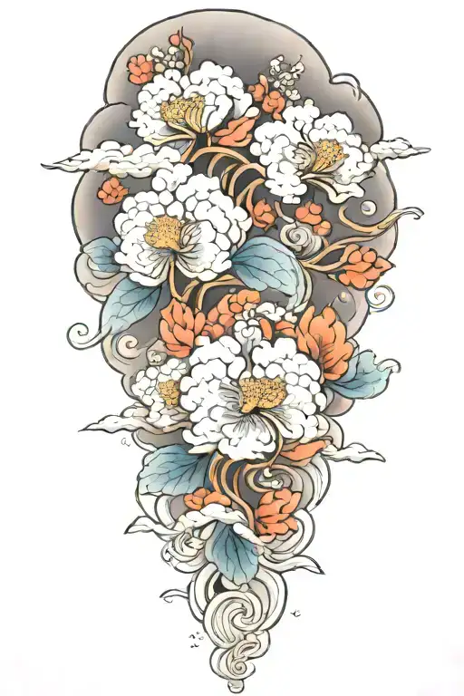 Japanese Clouds Flowers Symbolizing