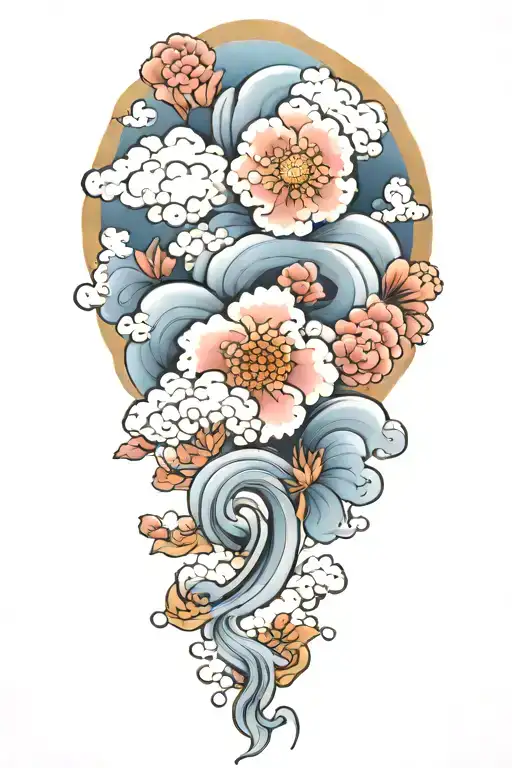 Japanese Clouds Flowers Symbolizing Strength And Resilience