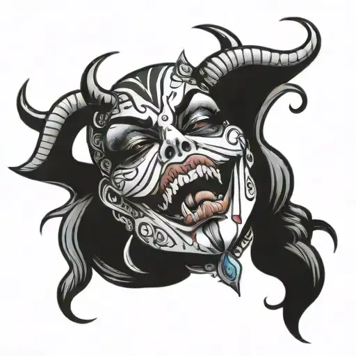 Sexy Demon Queen Tattoo Licking Lips