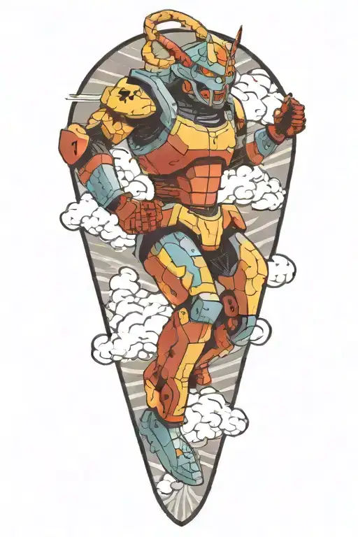 Japanese Clouds And Gundam Snake Robot Court Jester