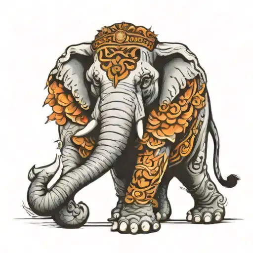 Elephant With Tiger
