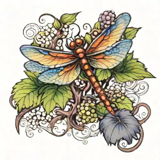 Dragonfly Flying On Grape Vine