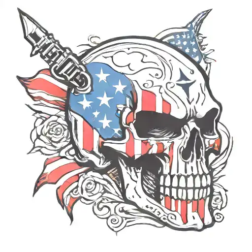 Punisher Skull American Flag