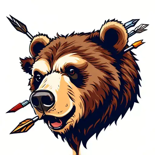 Bear Head With Arrows Going Through Head