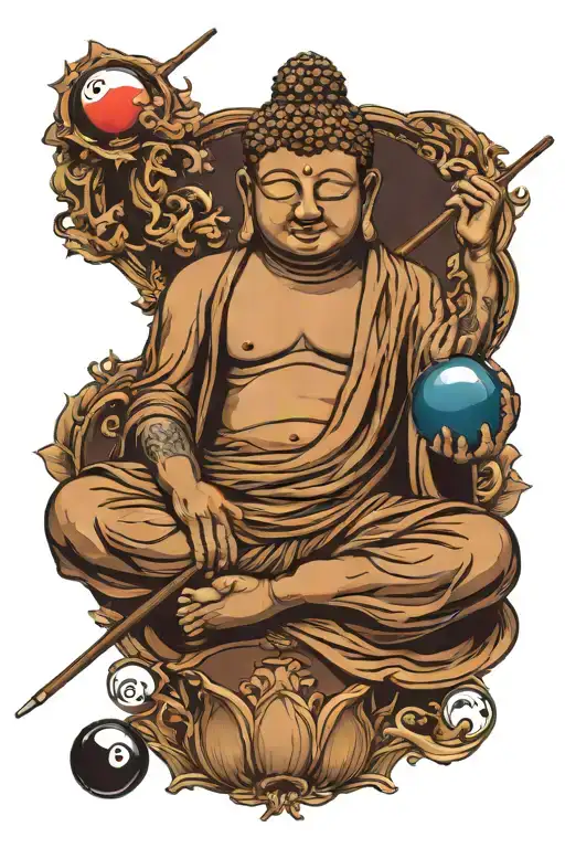Buddha Playing Pool 8 Ball