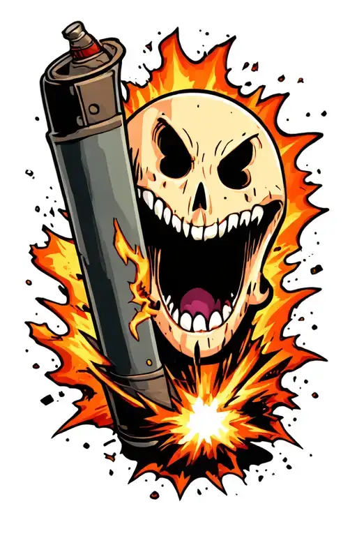 Cartoon Dynamite With A Cartoon Face Exploding