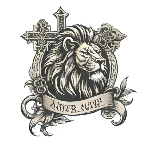 Lion & Cross With Never Give Up And Tribute To My Dad