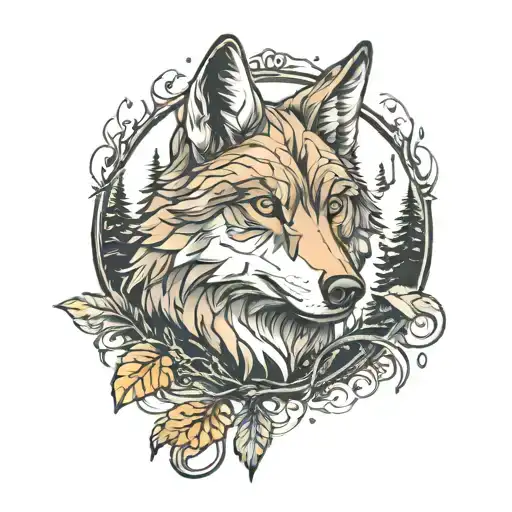 Discret Wolve In A Forest