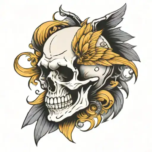 Skull With Wings In Fantasy Style