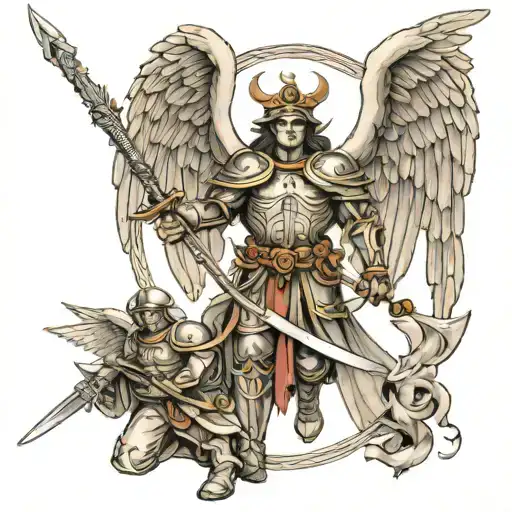 Warrior Angel Leading Soldiers