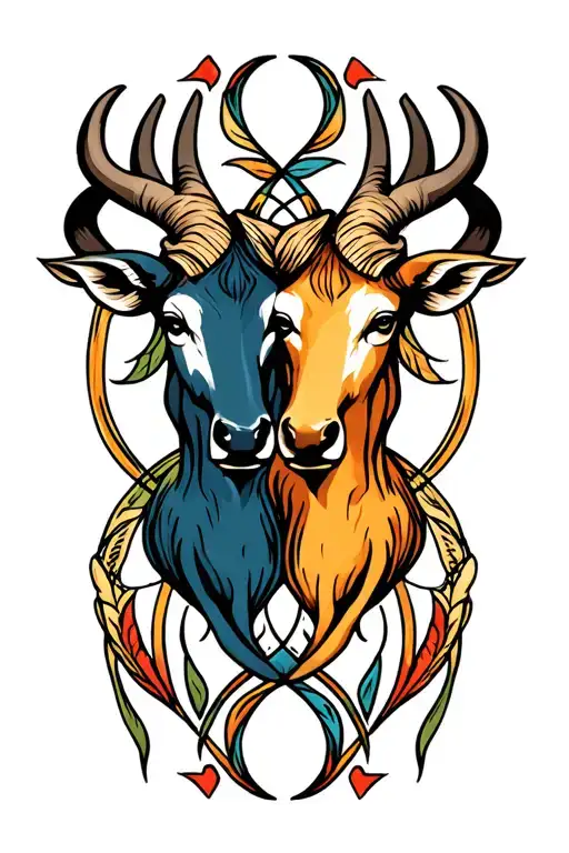 Two Taurus Zodiac Symbol Intertwined