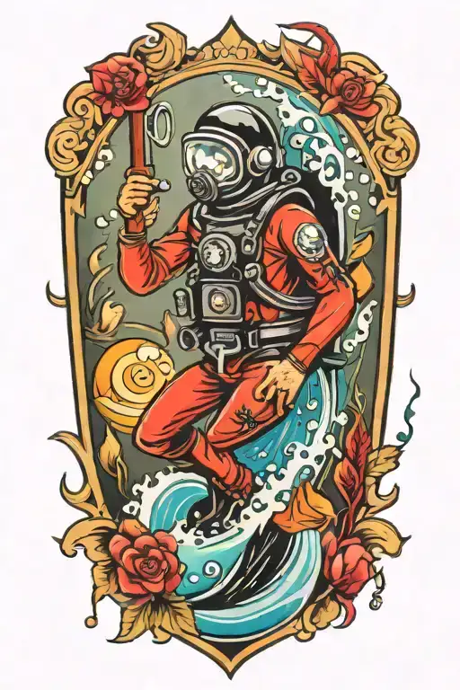 American Traditional Flash Panel Scuba Diver