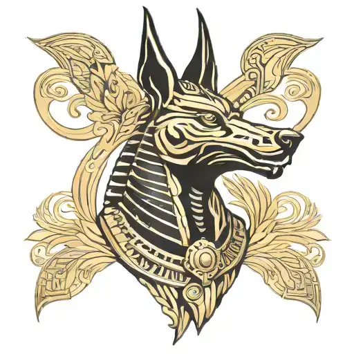 Egyptian God Anubis Black And Gold Color