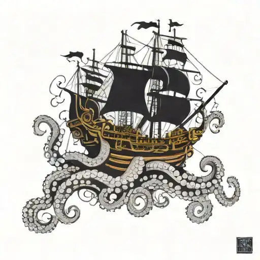 Octopus Tentacles Wrapped Round Ship