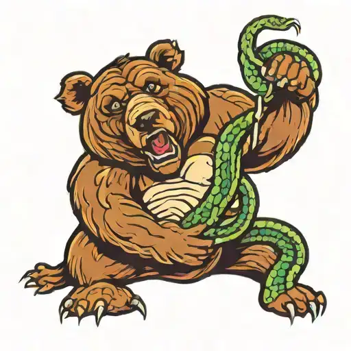 Bear Crushing A Snake
