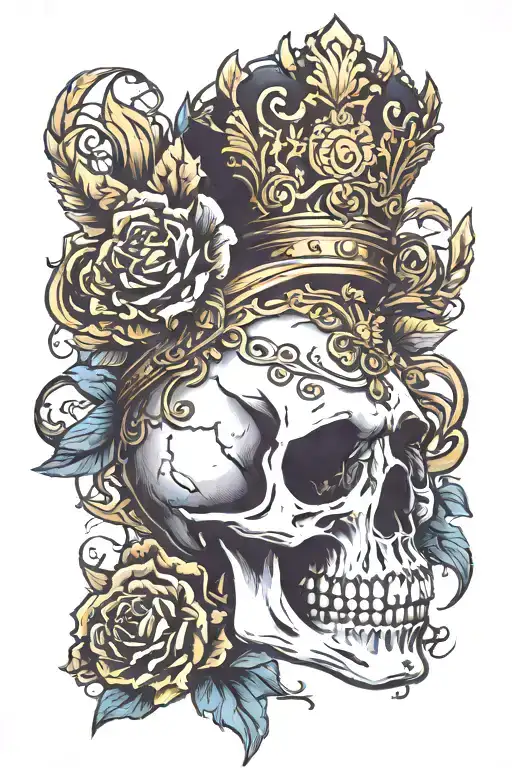 Minimal Design Skull With Ceaser Crown