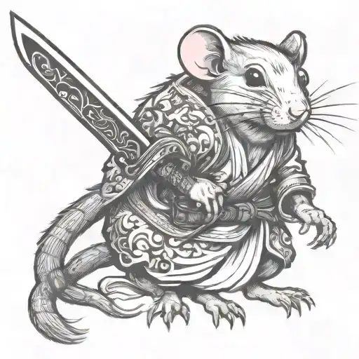 Rat Line Drawing His Katana