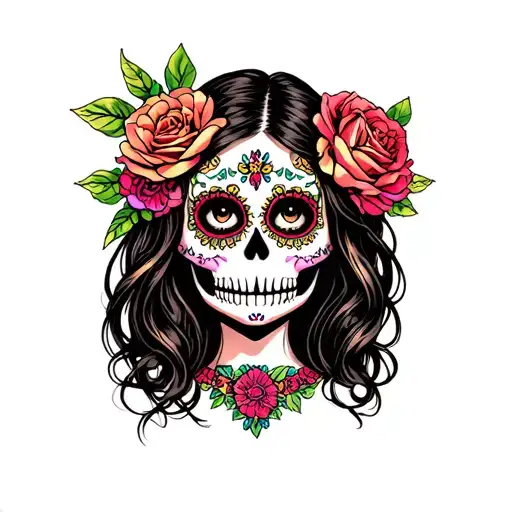 Young Girl Sugar Skull Design