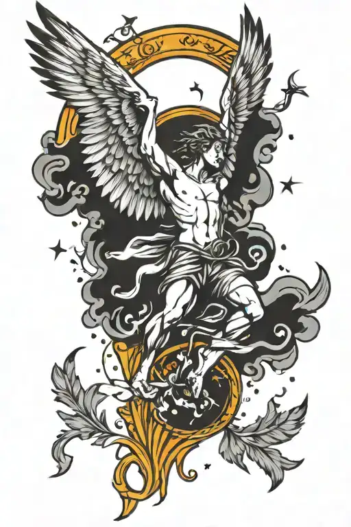 Icarus Falling Angel With Feathers